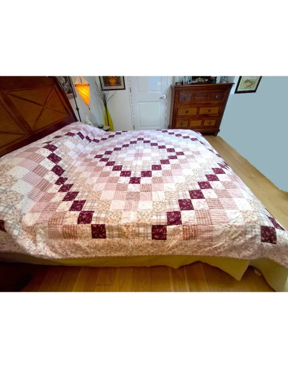 Summer Quilt Bedcover Floral Patchwork Country Chic Sz Queen Pink/Red